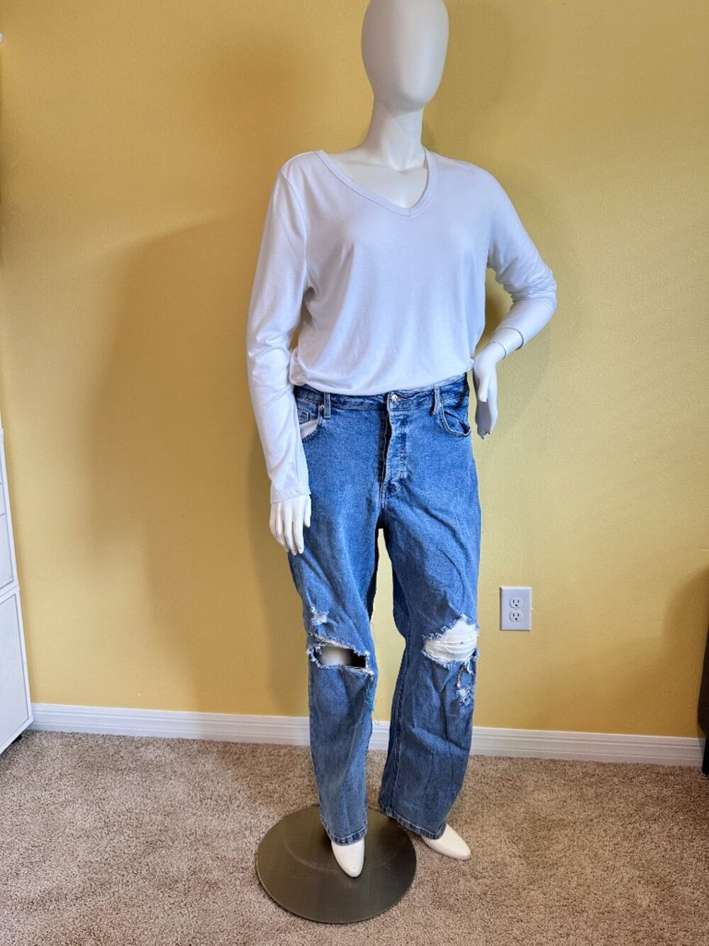 Wild Fable Distressed Wide Leg Jeans Women's Size 17 High Rise Baggy Y2K Blue De